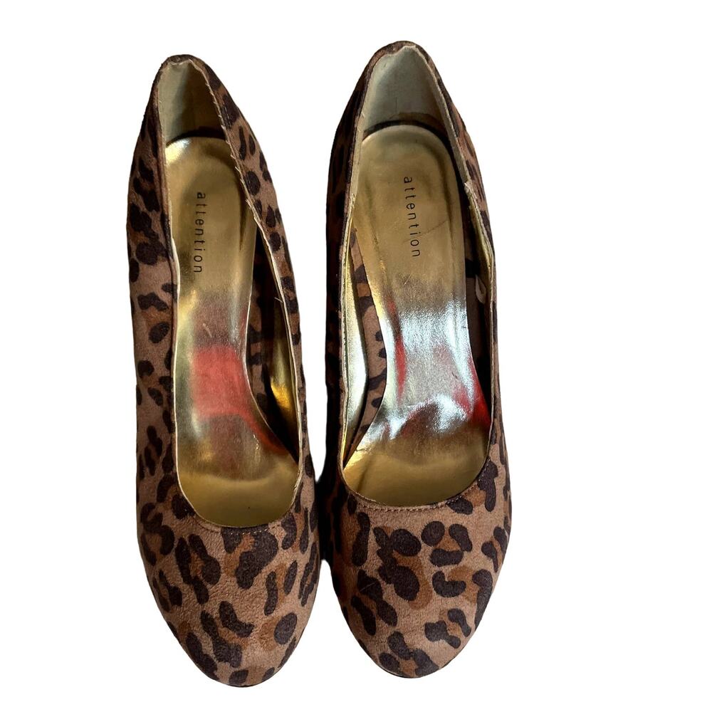 Attention Leopard Print Size 7.5M 4" Stiletto Heels Women's Shoes